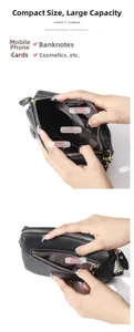 Internal structure of black litchi leather bag with functional pockets and gold zipper