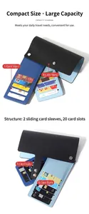 Détail d'un porte-cartes en cuir avec 2 étuis coulissants et 20 fentes