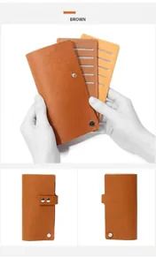 Détail d'un porte-cartes en cuir véritable avec fentes multiples et bouton-pression