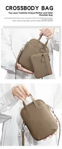 Detail of first layer cowhide crossbody bag set with pebble texture and mini coin purse