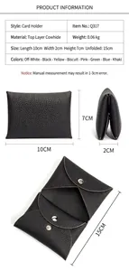 Detailed size specifications and view of a compact genuine leather mini wallet