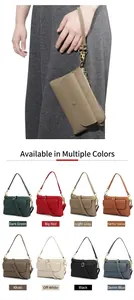 Sacs à bandoulière en cuir véritable déclinés en huit couleurs, dont vert et rouge
