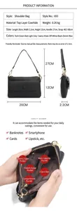 Détails du sac en cuir véritable noir montrant les dimensions et l'aménagement interne