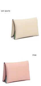 Front view of mini leather wallets in off-white and pink with litchi texture