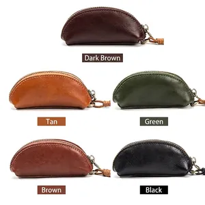 Cinque colori di portamonete a semicerchio in pelle con zip in metallo vintage