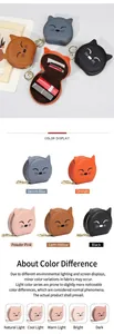 Detail der Cartoon-Katze Mini-Tasche mit Spiegel und zwei Lippenstifthaltern aus Leder