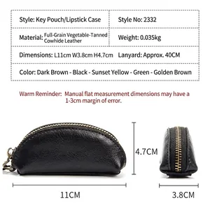 Mini pochette porta rossetto in pelle conciata al vegetale con tabella taglie