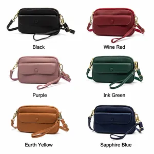 Litchi texture genuine leather crossbody bag available in six vibrant fashion colors