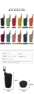 Detailed chart showing first layer cowhide key bags in twelve colors with dimensions
