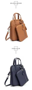 Detail of 2-in-1 cowhide leather crossbody phone bags in Golden Brown and Dark Blue colors