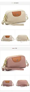 Bolso bandolera de cuero auténtico con doble cremallera y herrajes dorados de calidad