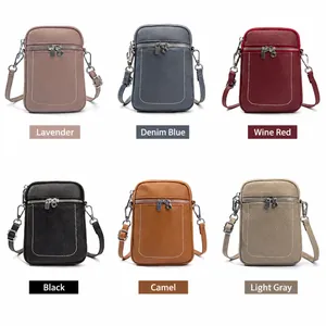 Borse a tracolla minimaliste in vera pelle per donna in sei colori assortiti