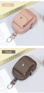 Mini portachiavi in vera pelle nei colori rosa e kaki con ganci metallici