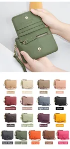 Internal card slots and 17 color options of genuine leather mini wristlet wallet