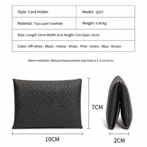 Mini cowhide leather coin purse with buckle, compact tricolor design for cards and coins