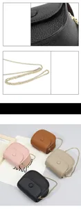 Details zur Kiesellederstruktur und Goldkette an Mini-Umhängetaschen für Münzen