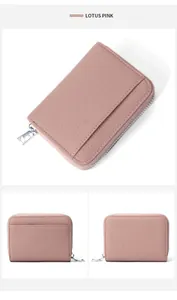 Detalle de la cartera de cuero Lotus Pink con grano de guijarro y ranura para tarjetas