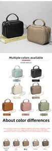Détails des sacs en cuir en sept couleurs avec texture grainée et bandoulières en chaîne