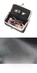 Macro detail of oil wax cowhide leather and interior organizer for jewelry and necklaces