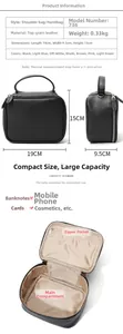 Vue macro de la texture du cuir noir et de la poche intérieure zippée du sac à main