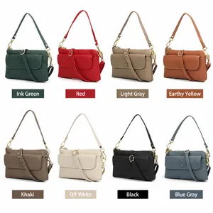 Petits sacs bandoulière en cuir pour femme en huit couleurs avec texture litchi
