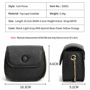 Mini crossbody portemonnee van echt leer met gouden ketting en lychee-patroon