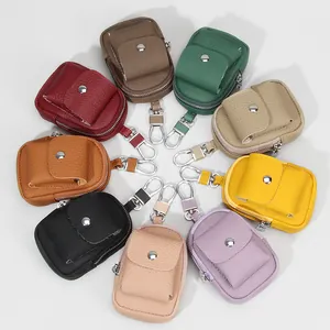 Portamonete Mini in Vera Pelle Forma Zainetto Astuccio per Chiavi Pelle di Vacchetta Grana Litchi Borsa Auricolari Con Gancio