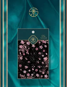 Detail of 5D ultra-thin cherry blossom nail stickers in Pro TENSOR premium packaging