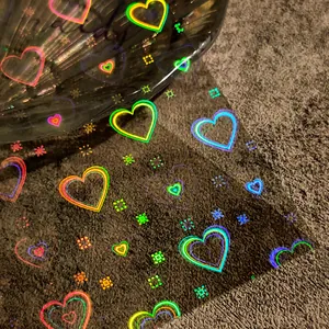 Holographic Heart Nail Art Stickers Laser Aurora Dynamic Sweet Cool Star Pattern Adhesive Nail Decals For DIY Manicure Women
