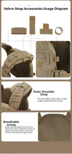 Detail of adjustable tactical vest shoulder straps and breathable sandwich mesh lining