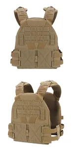 Detailed view of tactical vest with laser-cut MOLLE system and adjustable numbered straps