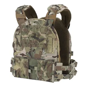 Tactical MultiCam camo vest with laser-cut MOLLE system and breathable mesh lining