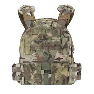Tactical multicam plate carrier vest with laser-cut MOLLE system for outdoor sports