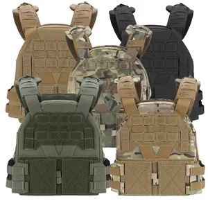 Adjustable tactical vest with laser-cut MOLLE system in five camouflage patterns