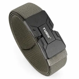 Cinturón Táctico para Hombre con Hebilla Magnética de Nailon Elástico Tejido Liberación Rápida Deporte Aire Libre Casual Estilo Industrial