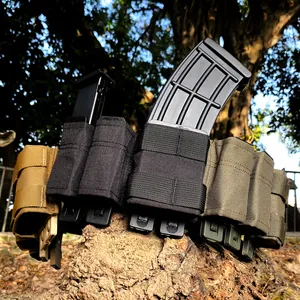 Taktische Doppel-Magazintasche mit MOLLE-System in Schwarz, Khaki und Olivgrün