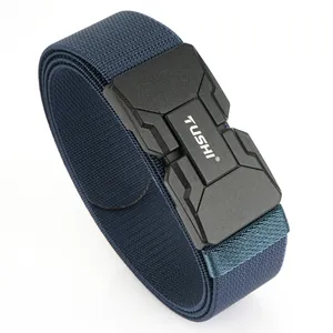 Cinturón táctico elástico azul oscuro para hombre con hebilla magnética de apertura rápida
