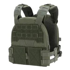 Detail of adjustable tactical vest shoulder strap with laser-cut MOLLE and numeric scale
