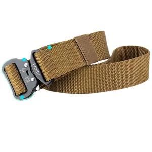 Brown tactical nylon belt with heavy duty quick release aviation aluminum buckle