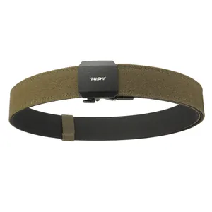 Ceinture tactique homme double couche en nylon vert armée avec boucle à dégagement rapide