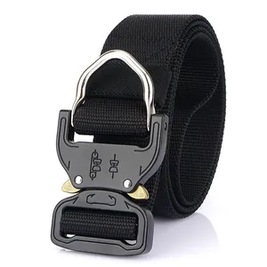 3.8cm tactical nylon belt with heavy duty quick release buckle and D-ring for outdoors