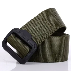 Homme Tactique Nylon Ceinture Sans Métal Plastique Boucle Léger Tissé Toile Ceinture Pour Extérieur Randonnée Voyage Décontracté Pantalon