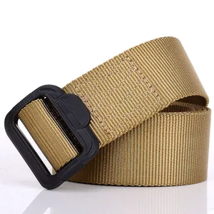 Ceinture tactique en nylon kaki avec boucle sans métal pour passage de sécurité facile