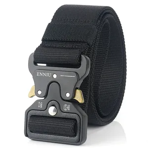 Men's Tactical Belt Quick Release Alloy Buckle Heavy Duty Nylon Webbing Belt For Outdoor Military Training Hiking Casual