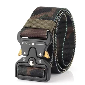 Jungle camouflage tactical nylon belt with heavy duty quick release metal buckle
