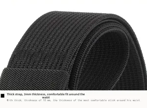 Close-up of a 3mm thick black tactical nylon belt with durable woven texture