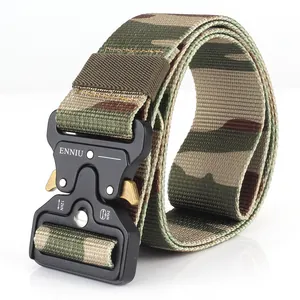 Heavy-duty camouflage tactical nylon belt with 24kN quick-release metal buckle