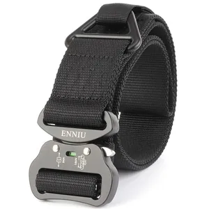 Tactical nylon rescue belt with heavy-duty aviation aluminum buckle and D-ring