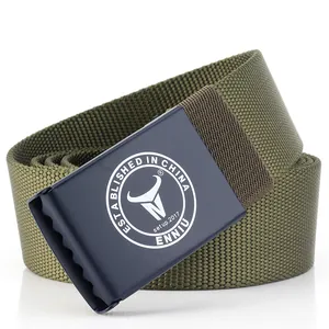 Ceinture tactique extérieure en nylon avec sangle vert militaire et boucle métal
