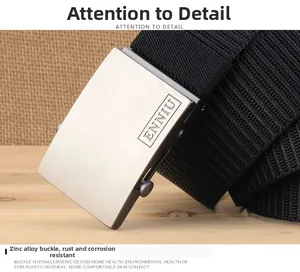Zinc alloy buckle detail on heavy duty nylon belt showing anti-corrosion finish